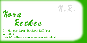 nora retkes business card